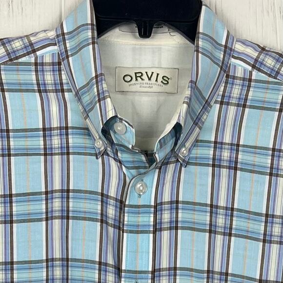 Orvis shirt men’s XL short sleeve button-down blue Armpit to armpit: 27” - Picture 3 of 8